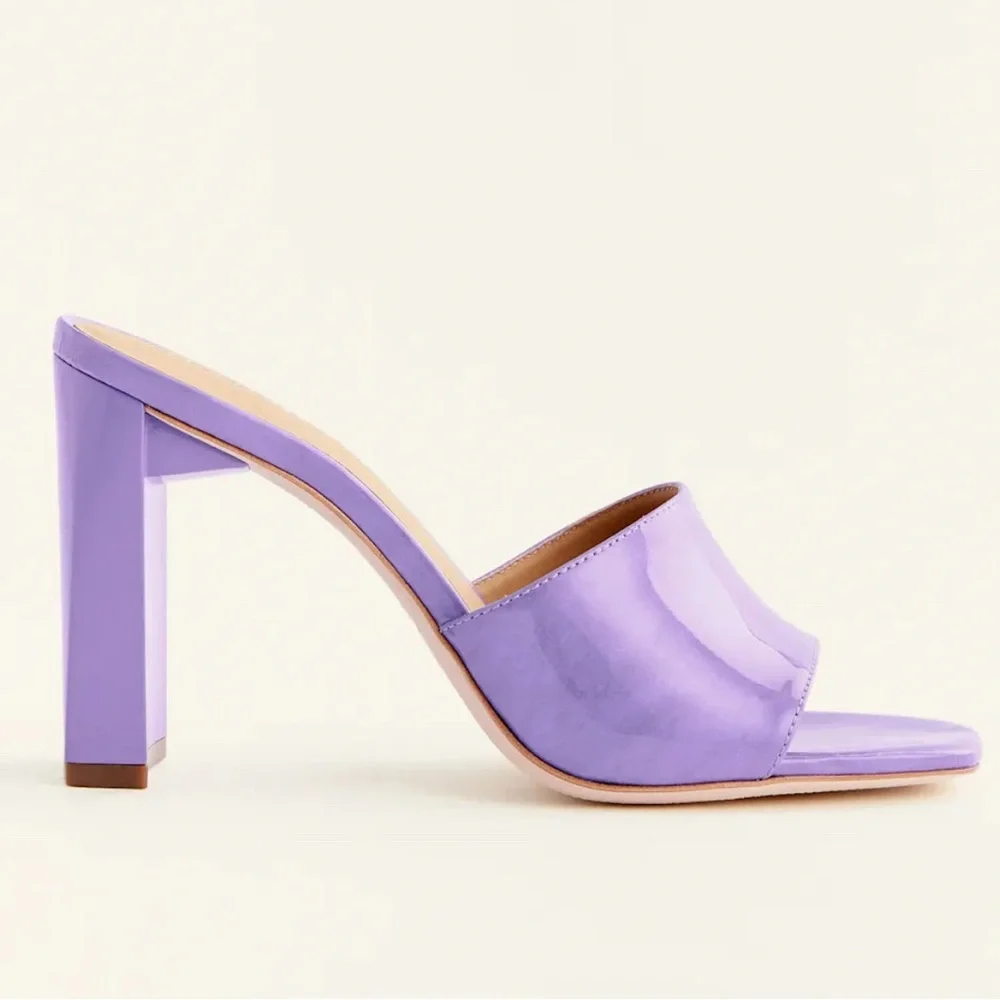 Reformation Georgi Block Heel Sandal Wisteria Cloudy Patent - Size 8.5 - Picture 1 of 3